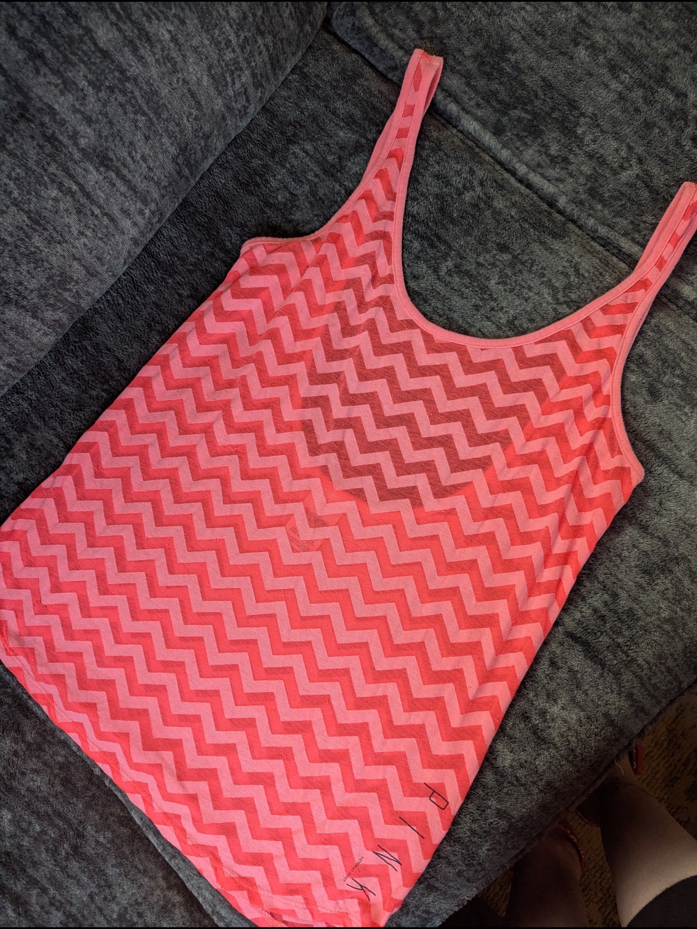 PINK Victoria's Secret Coral Chevron Tank Top - Picture 3 of 11